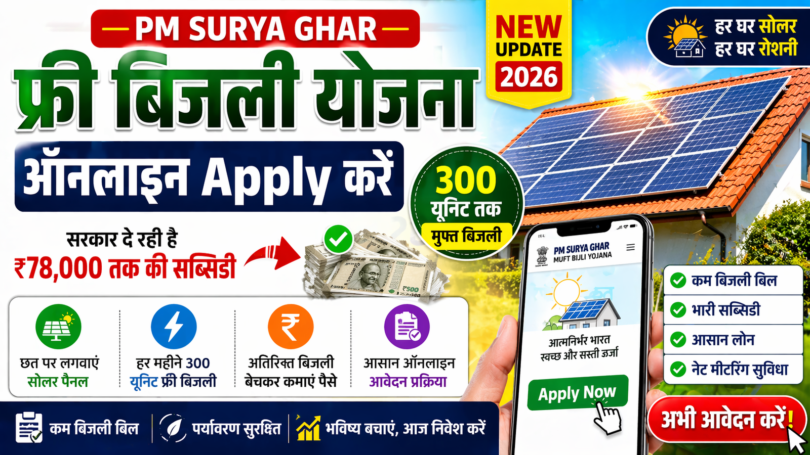 फ्री बिजली योजना अप्लाई कैसे करे ? और Status Kaise Check Kare